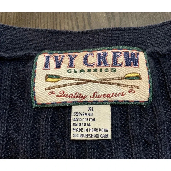 Vintage Ivy Crew Classics Cotton Grandpa Cardigan Sweater Vest XL Blue Dad - Picture 5 of 9